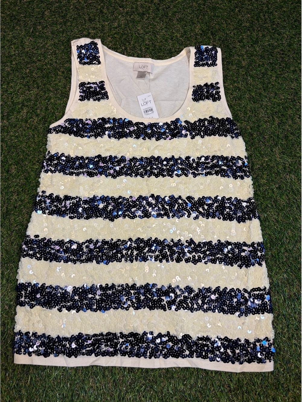 LOFT Women's Sequin Striped Tank Top Size M